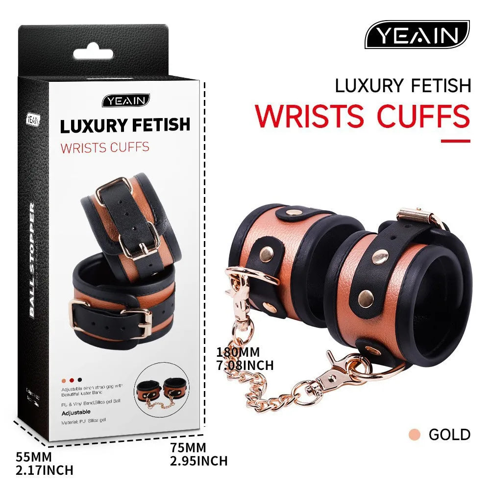 DUTRIEUX Stainless Steel Handcuffs Adjustable Fetish Restraints BDSM Bondage Alloy Lock Hand Ankle Cuffs Set Sex Toys For Couple