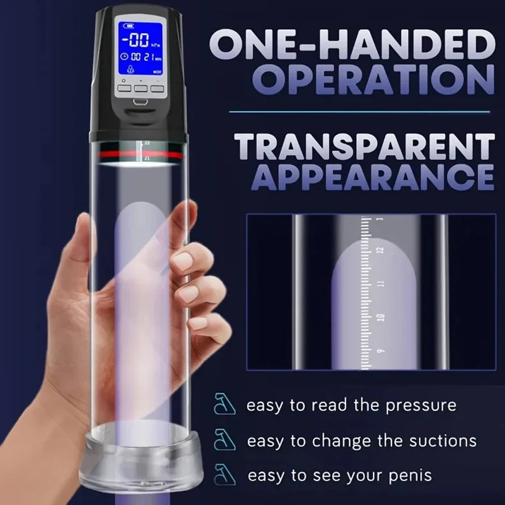 Automatic Penis Pump Suction Vacuum Male Masturbation Penis Extender Dick Erection Enhancement Trainer Adult Sex Toys