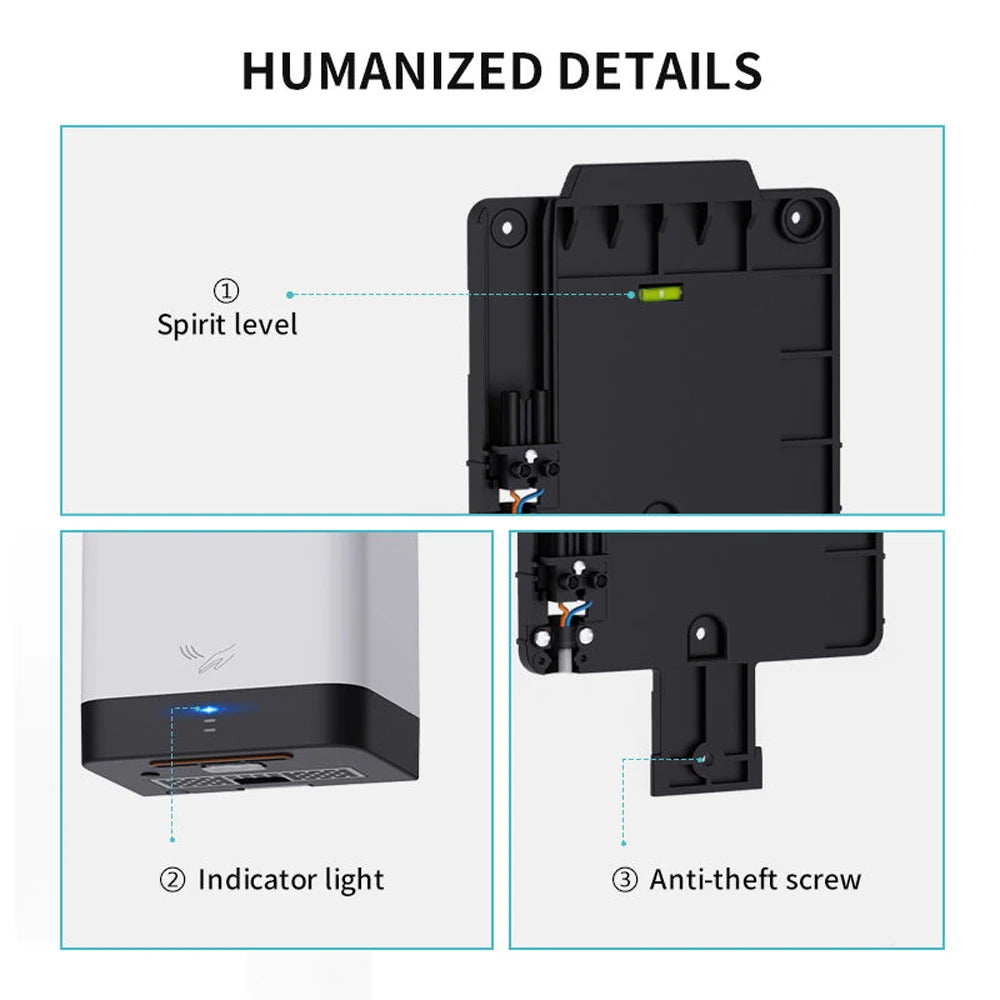AIKE Automatic Wall Hand Dryers Portable Mini Hand Dryer Washroom Drying Hands 10-15s Quick Drying 900W 110V or 220V AK2822