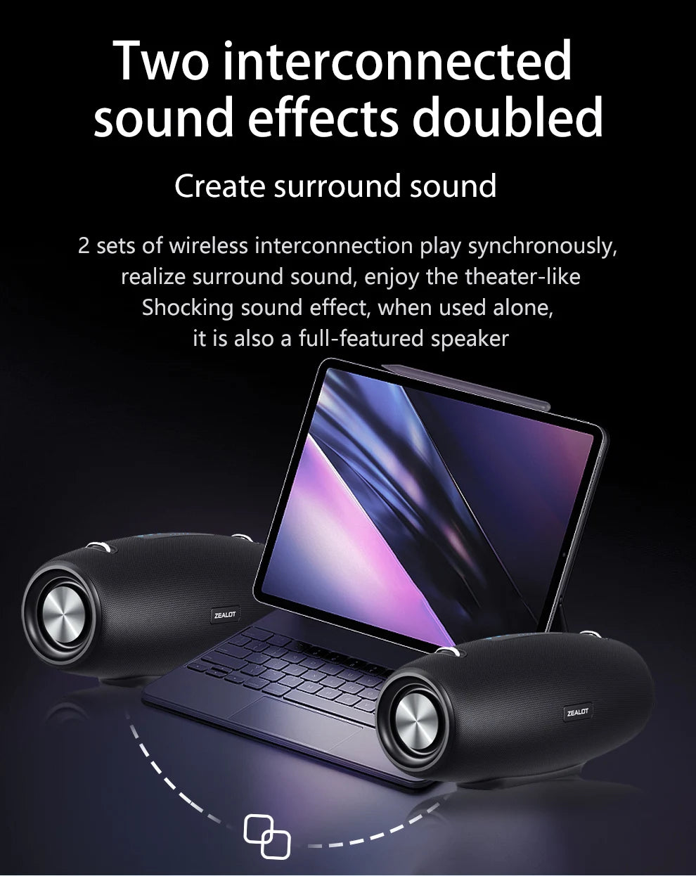 ZEALOT S67 Portable Bluetooth loudspeaker with Shoulder belt Outdoor Waterproof Stereo Sound Strong Bass 40H Playback