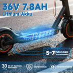 TODIMART T6 ABE E Scooter Mit Straßenzulassung, 30-35 km range, 350-500W brushless motor, dual brakes, and 8.5-inch run-flat tires