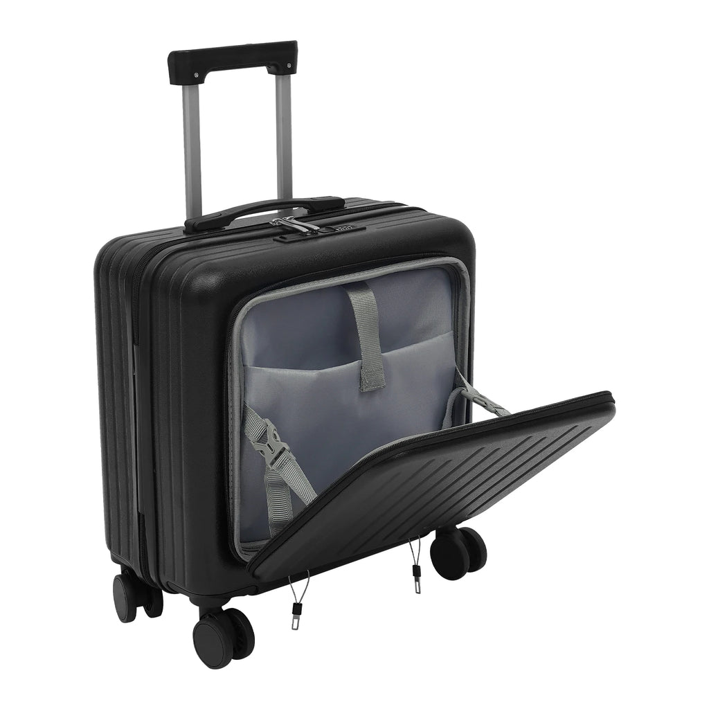 Carry on Luggage Scooter Suitcase Trolley Case 18"ABS Shell Cabin Luggage Front Open Compartment Multifunction Wheels Expandable