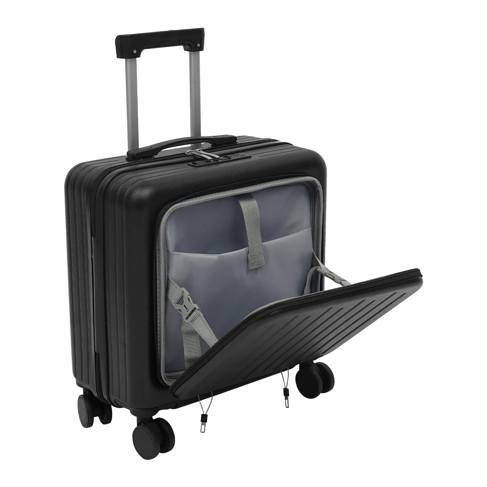Carry on Luggage Scooter Suitcase Trolley Case 18"ABS Shell Cabin Luggage Front Open Compartment Multifunction Wheels Expandable