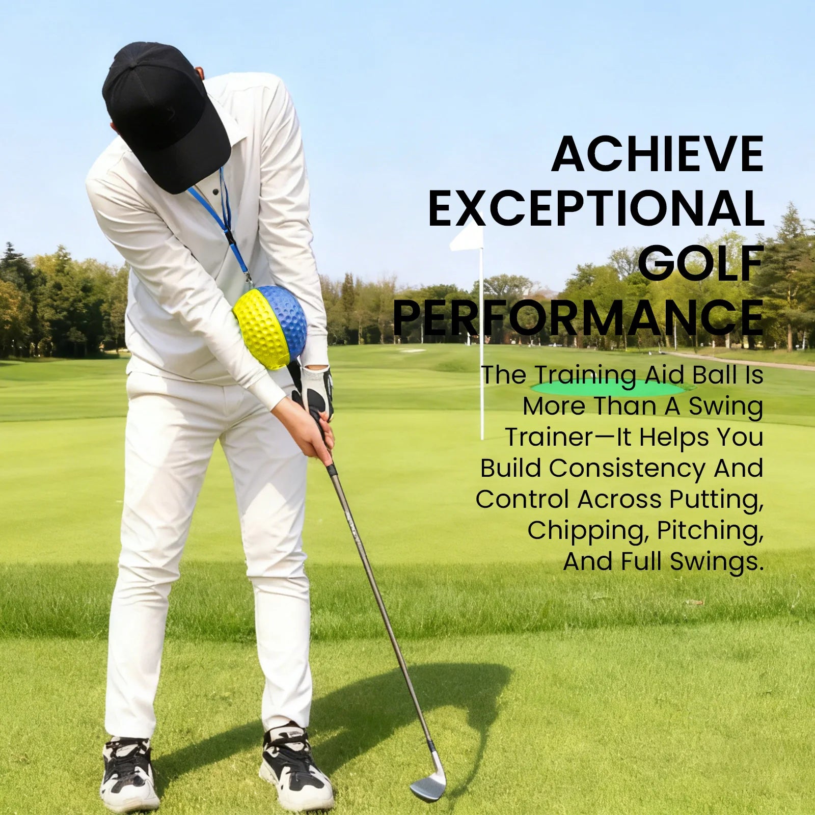 Golf Smart Ball Training Aid with Adjustable Lanyard, Portable Impact Swing Trainer,Posture Correction Aid with 3 Sizes S/M/L