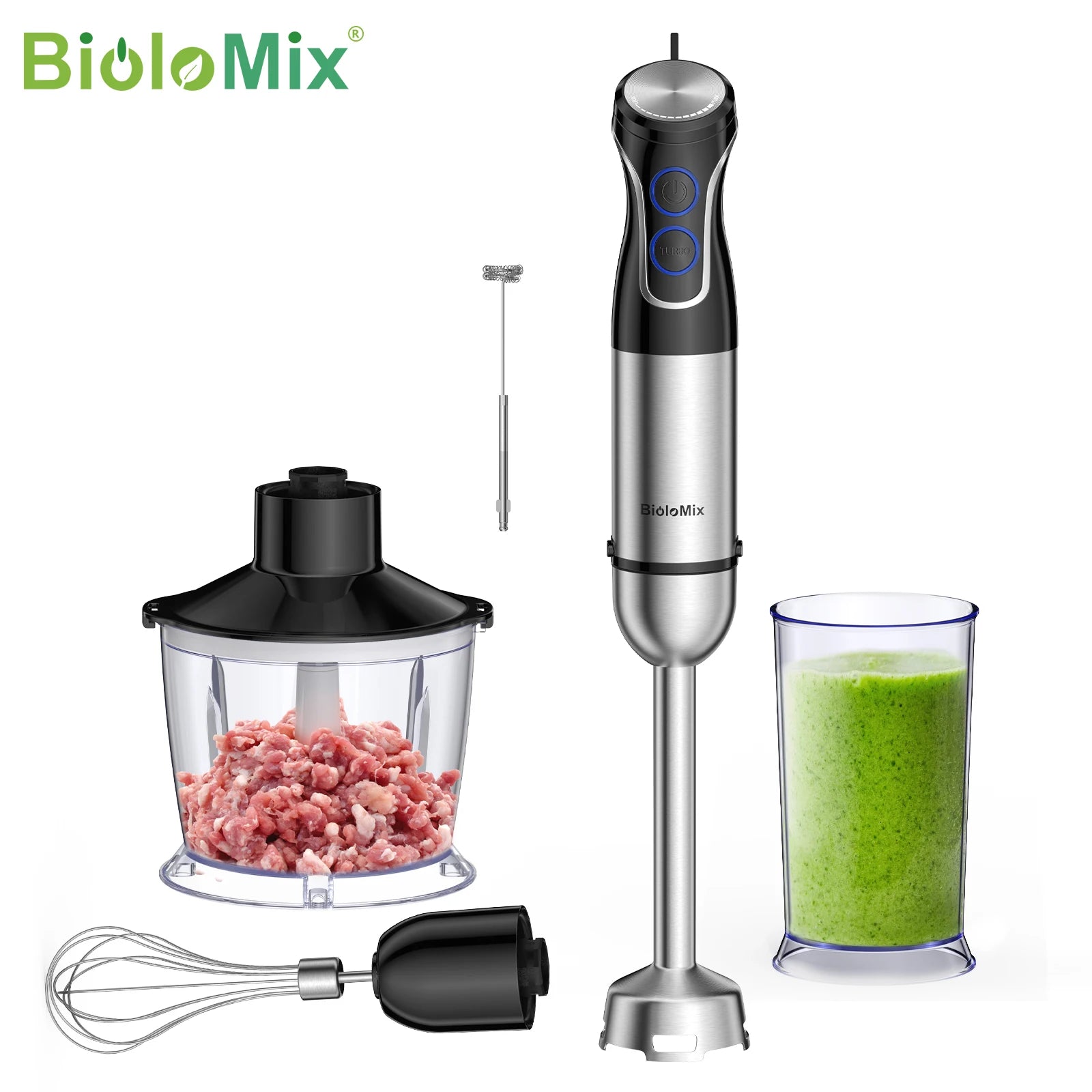 BioloMix 5 in 1 Immersion Hand Blender,1500W Blender with 304 Stainless Steel Blade,Food Processor,Smoothies Puree Baby Food Main image