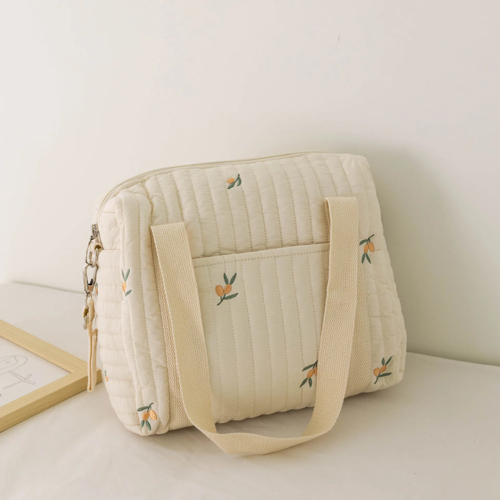 Cute Bear Baby Stroller Nappy Bag Korea Embroidery Cotton Mommy Bag Soft Maternity Shoulder Pack Portable Baby Diaper Organizer
