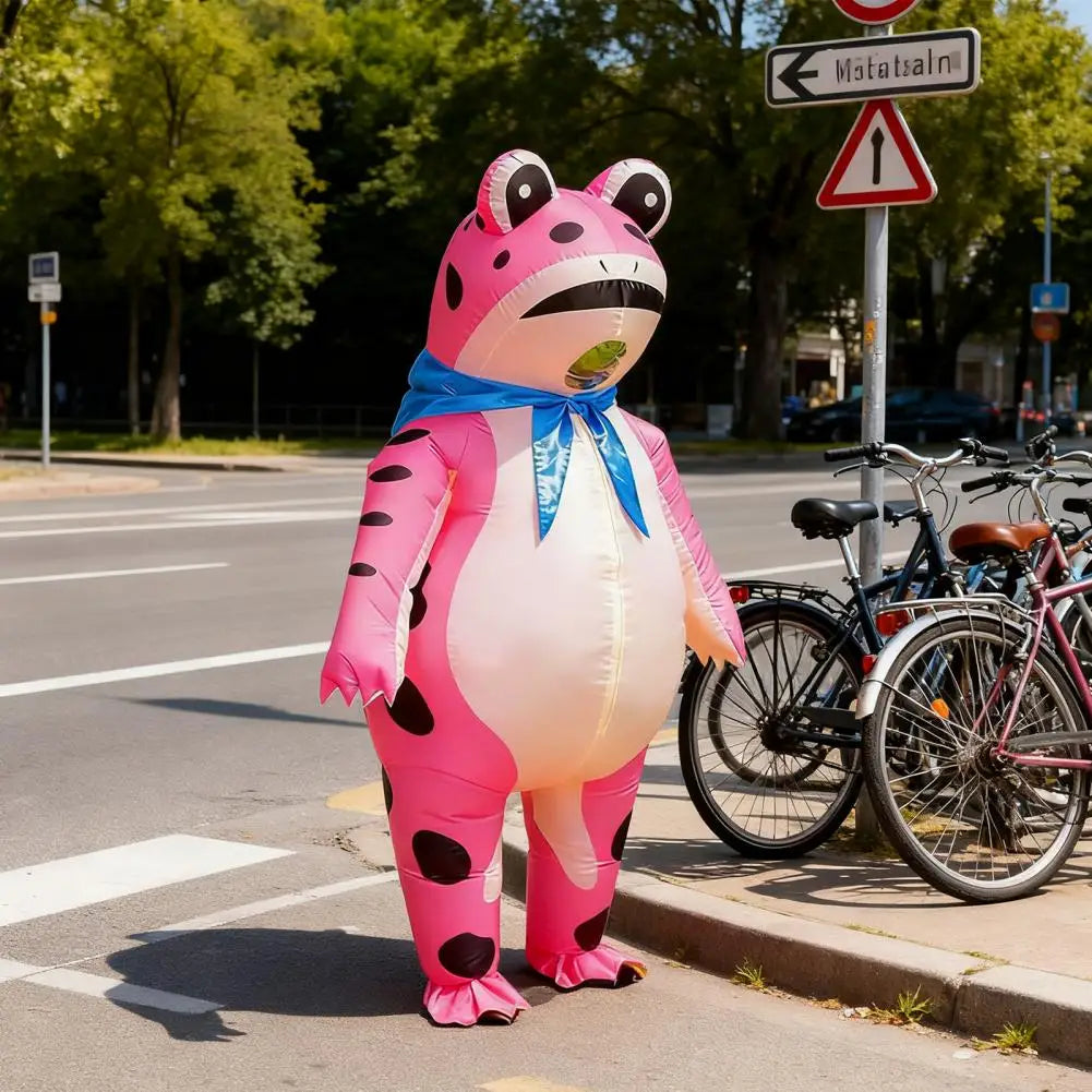 2025 Inflatable Frog Costume Funny Full Body Blow Up Cosplay Costume Suit for Adult Kids Halloween Quick Inflation Frog Suit