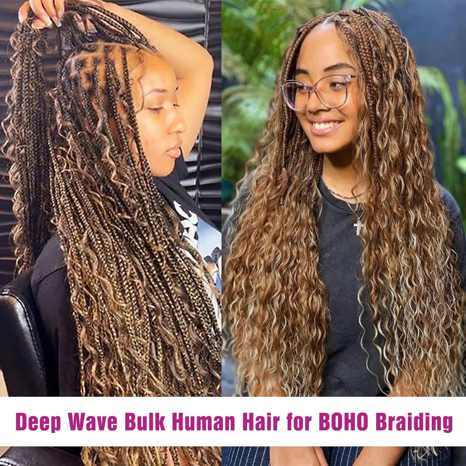 P4/27 Highligt Deep Wave Bulk Human Hair Braiding Blonde Curly Brazilian Human Hair Extensions for Micro Braiding No Weft