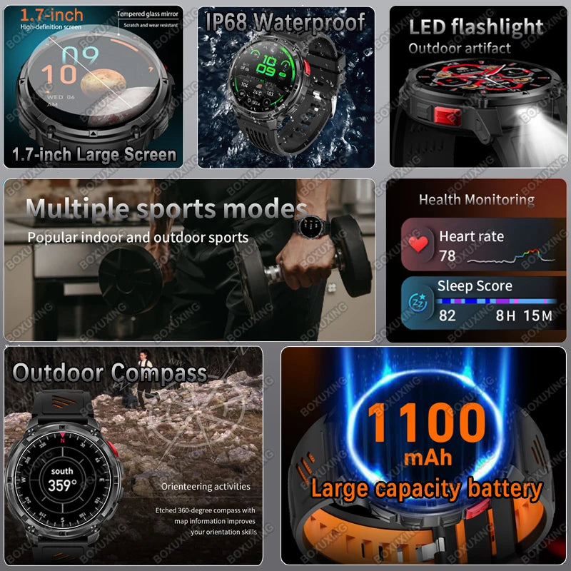 2026 New T-Rex 3 Ultra 1100mAh Smart Watch 5ATM Waterproof Outdoor Sports GPS Track Heart Rate Compass Bluetooth Call Smartwatch Secondary image