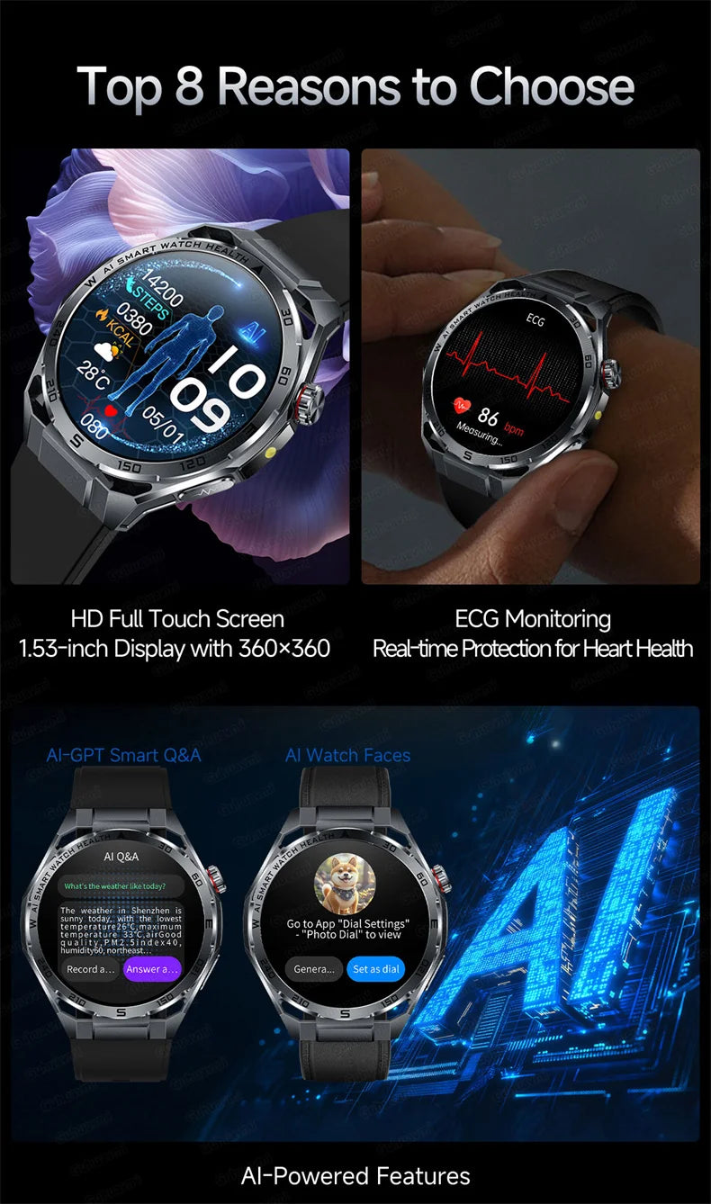 ECG High-end Health Smart Watch Men Blood pressure lipids bloodoxygen Body analysis Uric acid Health Tracker Smartwatch Men lady