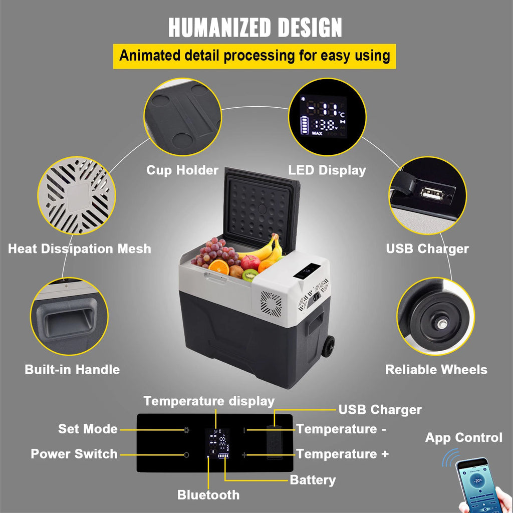 Sihao 15L-55L Portable Compressor Fridge Freezer, Mini Cooler for Outdoor Camping BBQ Picnic, Car Vehicle Refrigerator Cooler for Travel Road Trip, Electric Compressor Fridge Freezer Mini Cooler Box