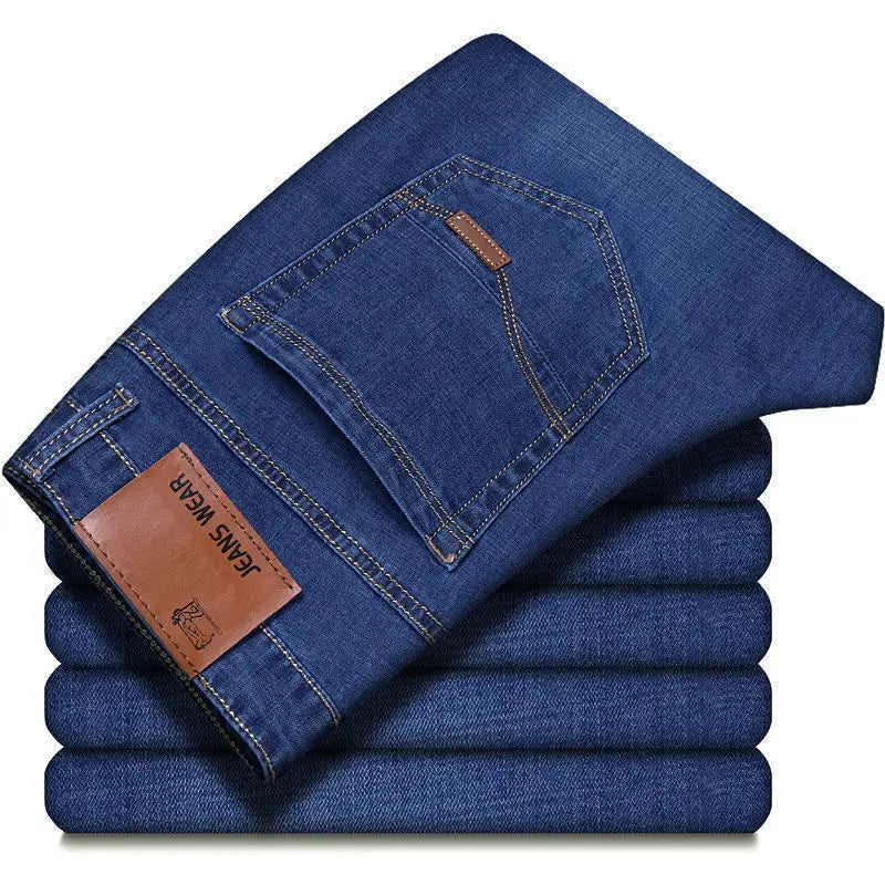 2025New Men Stretch Jeans Male Classic Elasticity Business jeans men fashion comfortable Solid slim straight long Denim pants