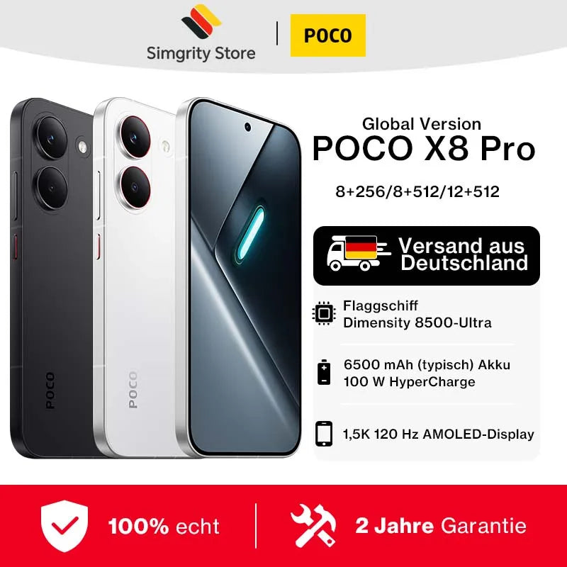 Global Version POCO X8 Pro Dimensity 8500-Ultra Processor Smartphone 6.59" 1.5K 120Hz Display 6500mAh(typ)  100W HyperCharge Main image