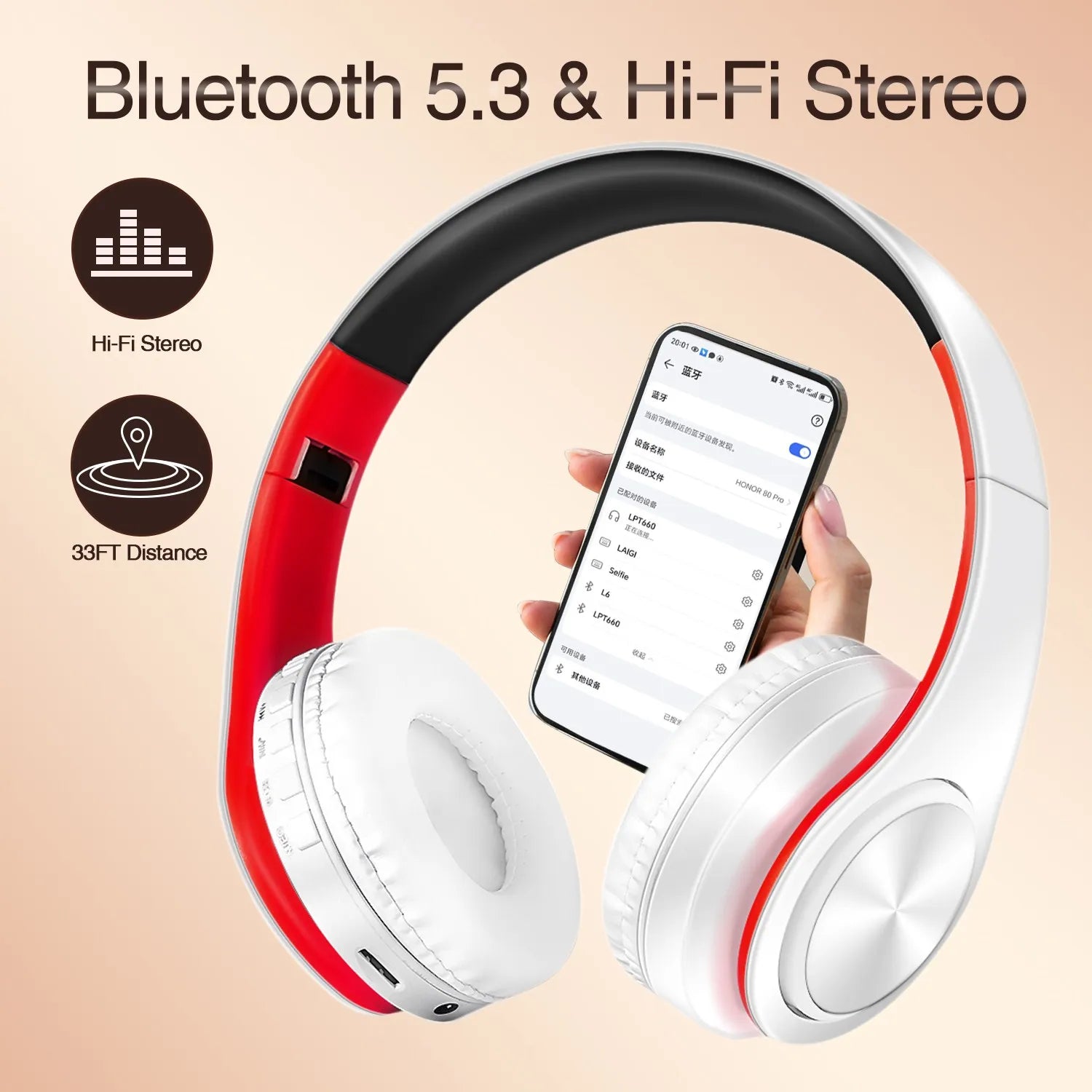 Best Headphones Wireless  Earphones with Microphone Digital Stereo Bluetooth Headset Card MP3 Player FM Radio Music for All Main image