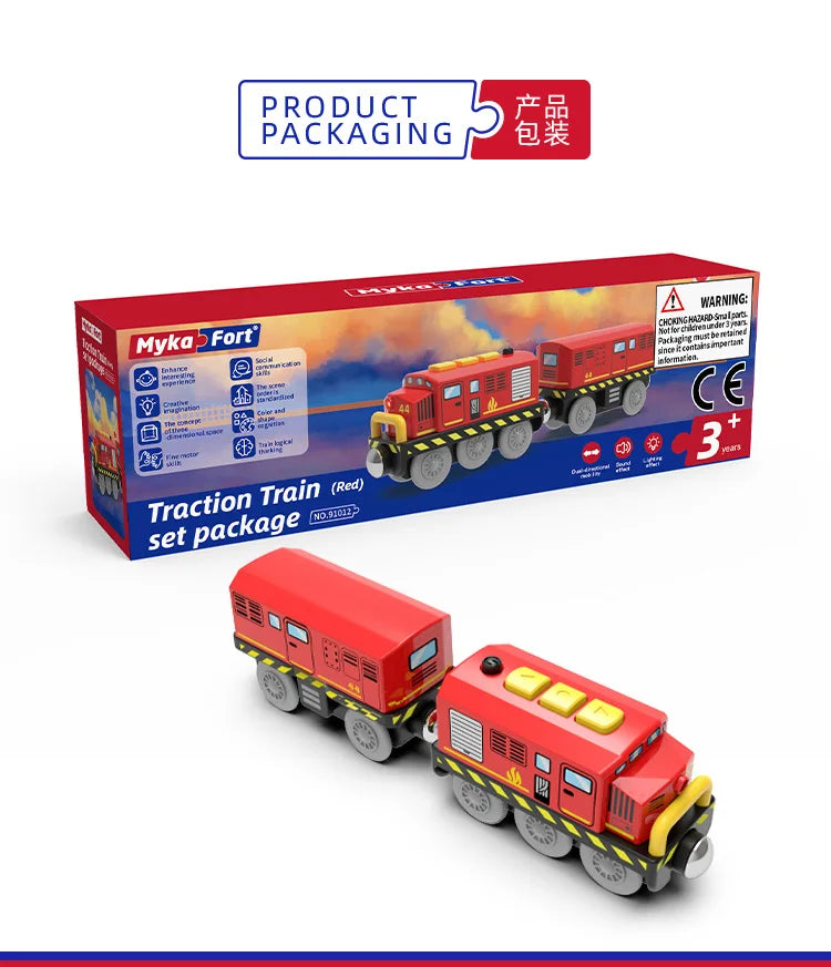 Kids Electric Train Set Locomotive Magnetic Train Car Diecast Slot Toy Fit for Wooden Train Railway Track Toys for Children Gift