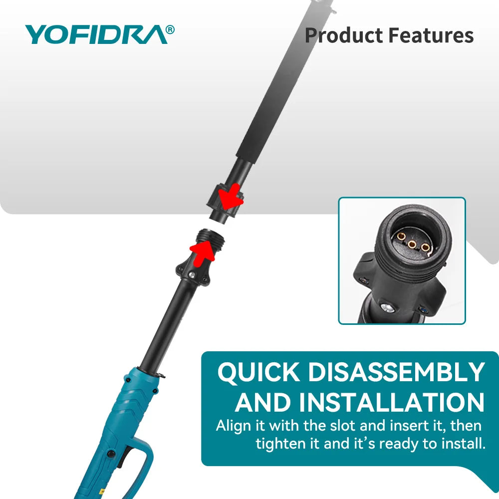 YOFIDRA Brushless Telescoping Pole Electric Chainsaw High Scalable 30MM Pruner Shear Scissor Garden Tool For Makita Battery Pin