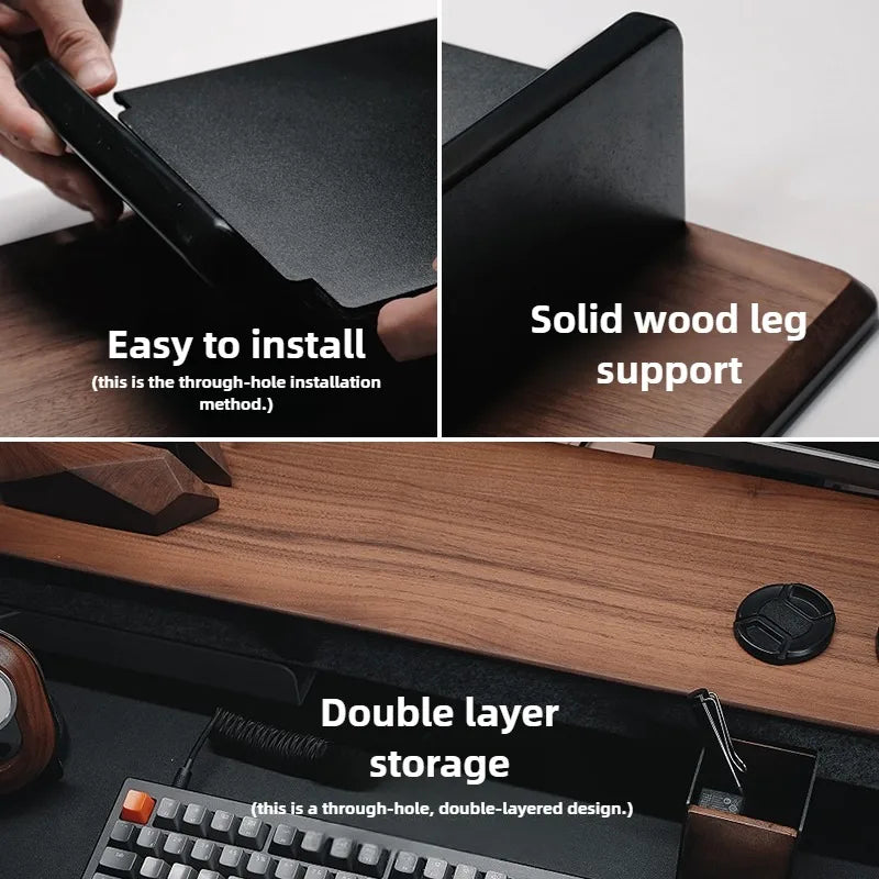 Z1 Monitor Height Increasing Rack Office Luxury Desk Setup E-sports Room Monitor Bracket Wooden Screen Stand with Compartments