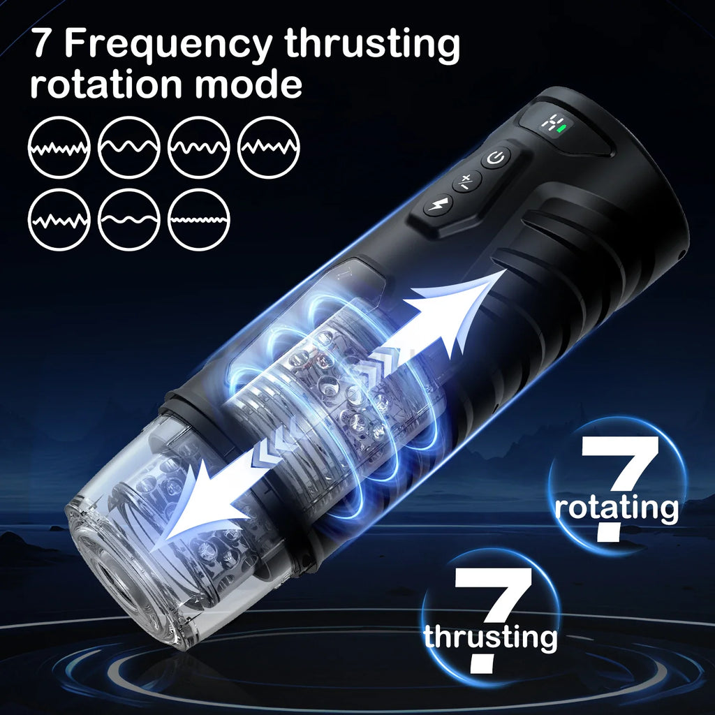 Telescopic Rotation Male Masturbator Cup Vagina 7 Thrusting Masturbation Cup Sex Toys for Men Automatic Piston Mastubator