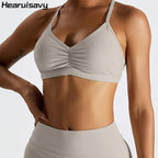 Hearuisavy Summer Scrunch Sports Bra Gym Top Women Running Back Cross Top Sportswear Yoga Underwear Fitness Workout Yoga Clothes