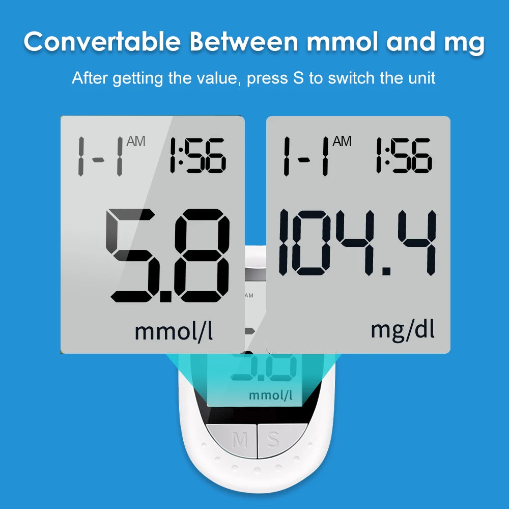 Medical Glucometer 50pcs Test Strips Lancets Blood Glucose Meter Kit Sugar Monitor Glucometro for Diabetes Mmol/L Or Mg/dL
