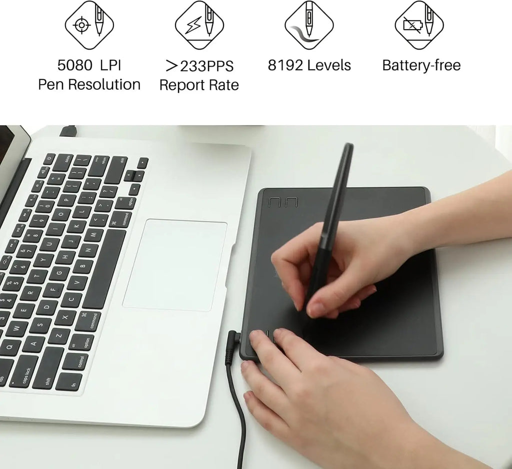 HUION HS64 Graphic Tablet 6Inch Drawing Tablets Digital Pen Pad Writing Drawing Board 8192 Stylus for Android Windows Mac Laptop
