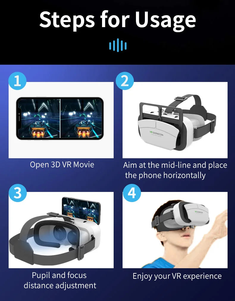 Shinecon Viar Virtual Reality VR Glasses Headset 3D Device Helmet Goggles Lenses For Smartphone Smart Phone Game Cell Mobile Set
