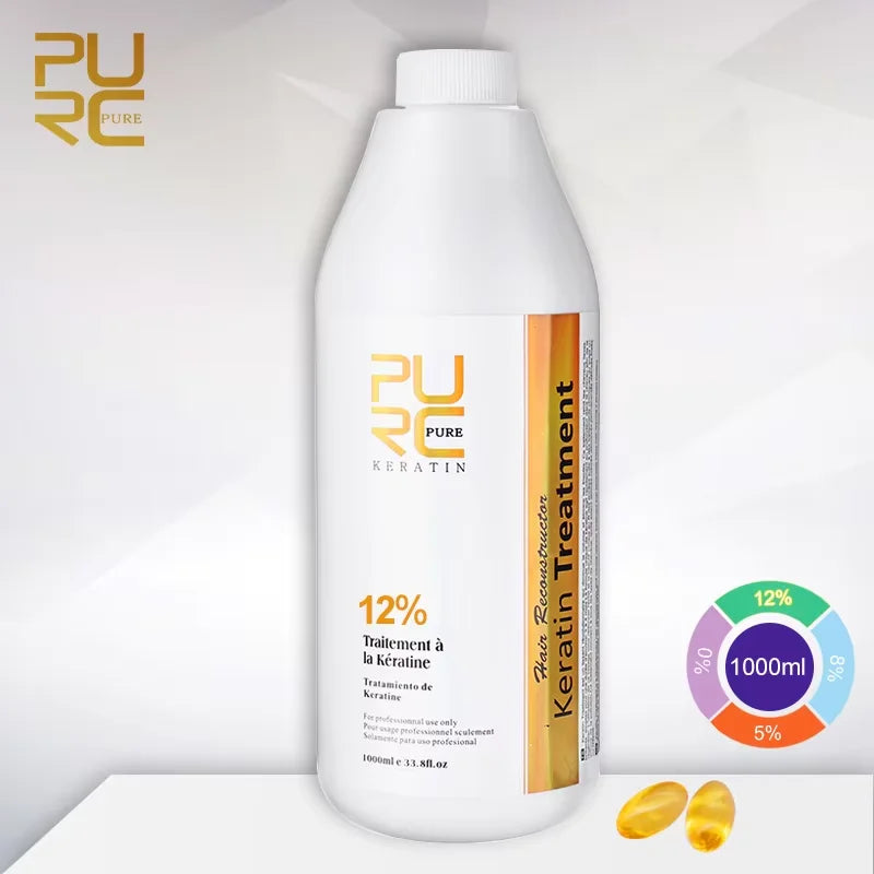 PURC 1000ml Keratin Hair Straightening Smoothing Treatment For Curly Frizzy Hair Care Brazilian Keratin Products Professional Main image