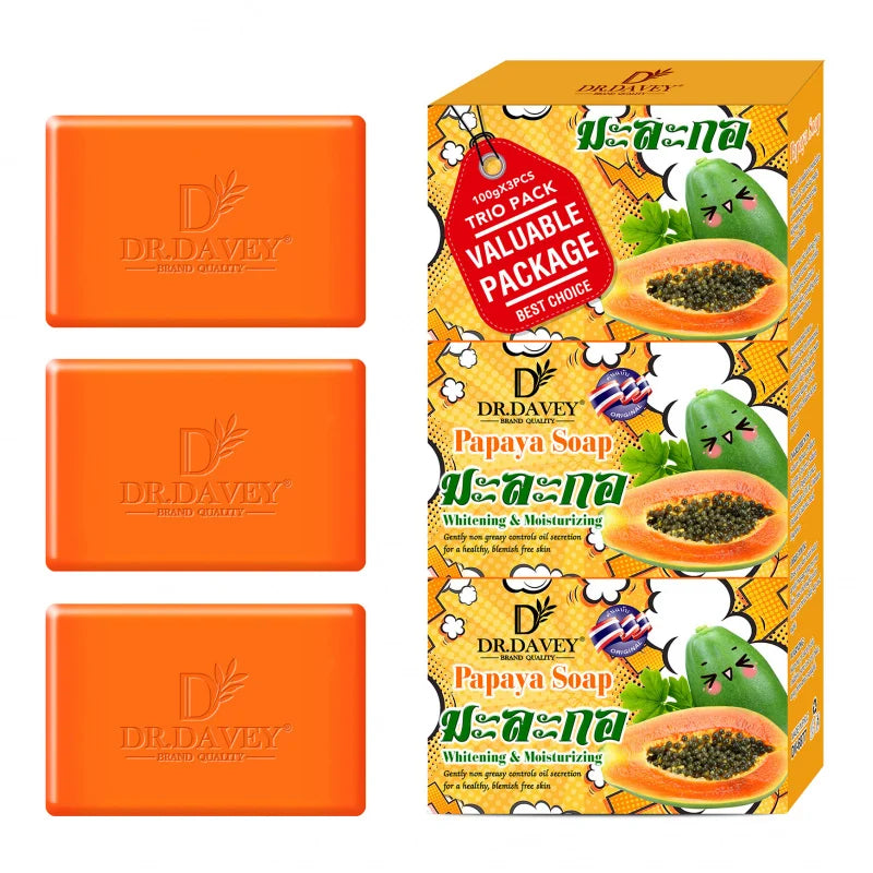 3pcs Papaya Soap Cleansing and moisturizing handmade soap for bathing, face washing, and skin moisturization Main image