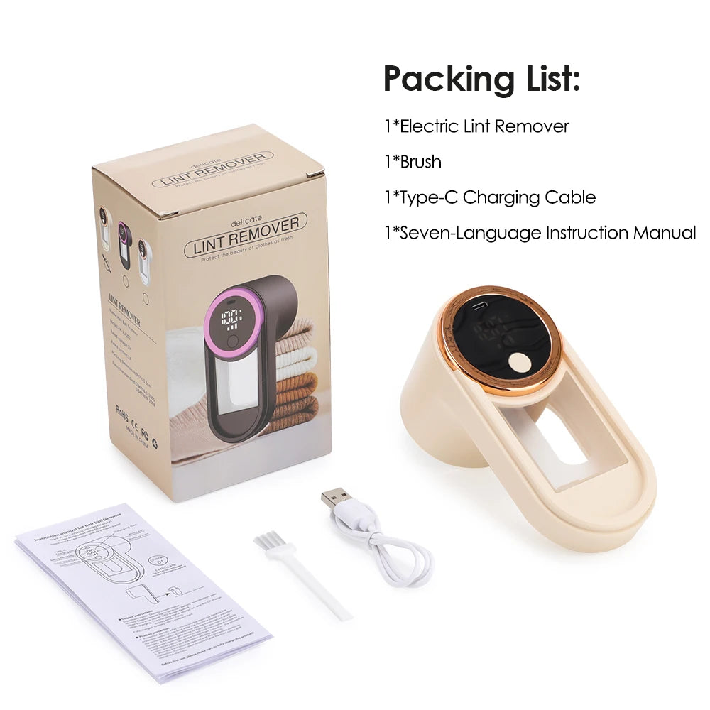   Lint Remover for Clothing 3 Speeds LED Digital Electric Pellet Fluff Remover  Rechargeable Fuzz Fabric Shaver Sweater Hair
