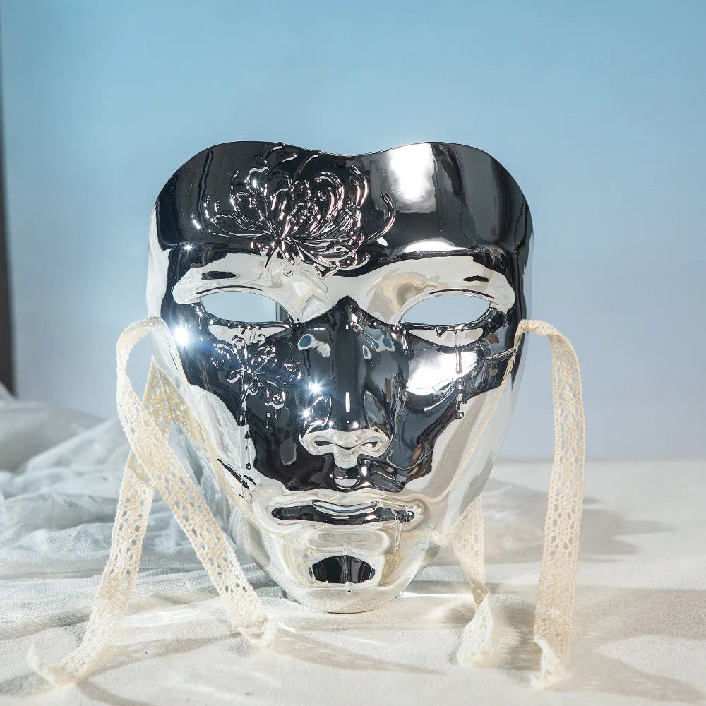 Masquerade Mask Metallic Color  Halloween Mask Full Face  For Women Men Cosplay Masquerade Costume Accessories