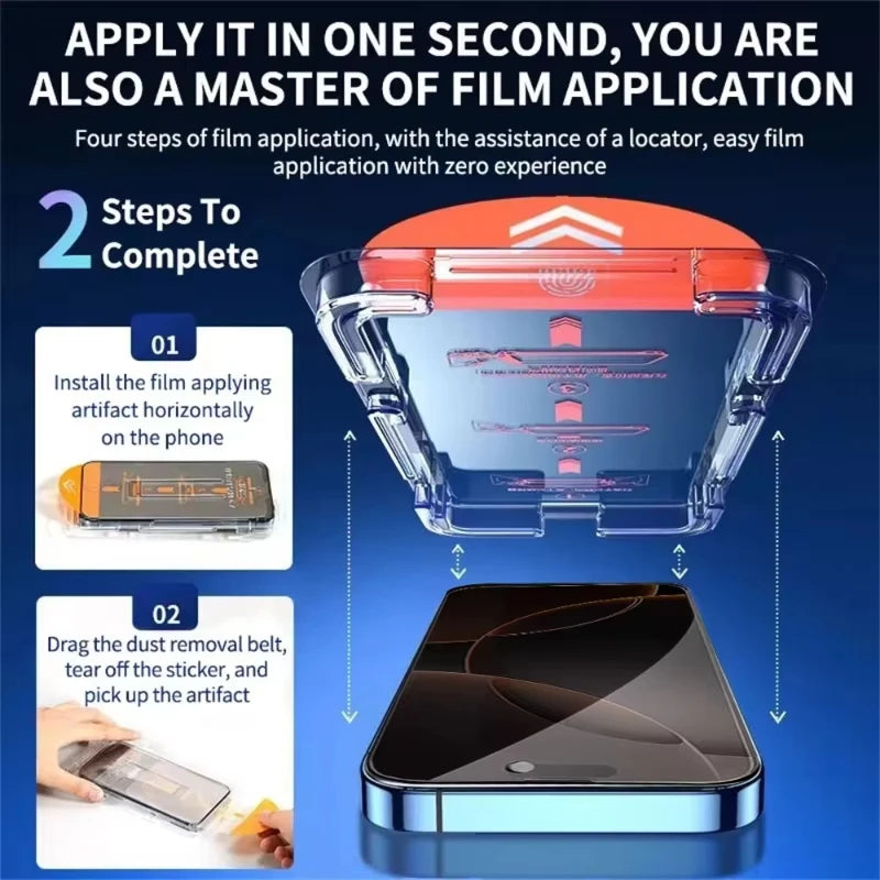 Dust Free Install Tempered Glass For iPhone 16 15 14 Plus 17 Pro Max Air 13 12 Mini 11 XR XS Oleophobic Coating Screen Protector Secondary image
