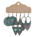 Boho 3Pcs/set Ethnic Leaf Bronze Earrings Set Vintage Hanging Earrings for Women Gypsy Statement Jewelry Accessories Pendientes