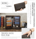 Family Passport Wallet with AirTag Slot for Travel Genuine Leather Credit Card Boarding Pass Holder Pen Cover Money Clutch Bag