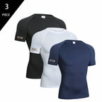 Men's Compression T-Shirt 3-Pack Quick Dry Running Gym Short Sleeve Sport Tops Elastic Breathable Athletic Tees