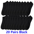 10/20/30Pairs Men's Socks Ankle Socks White Black Breathable Comfy Sweat-absorbing Boat Socks Unisex Casual Solid Short Socks