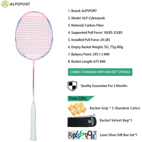 ALP ZJ2.0 Pro 4U 85g 100% Carbon Fiber + Titanium Alloy Badminton Racket Ultra-light Sports Equipment Racket Badminton Training