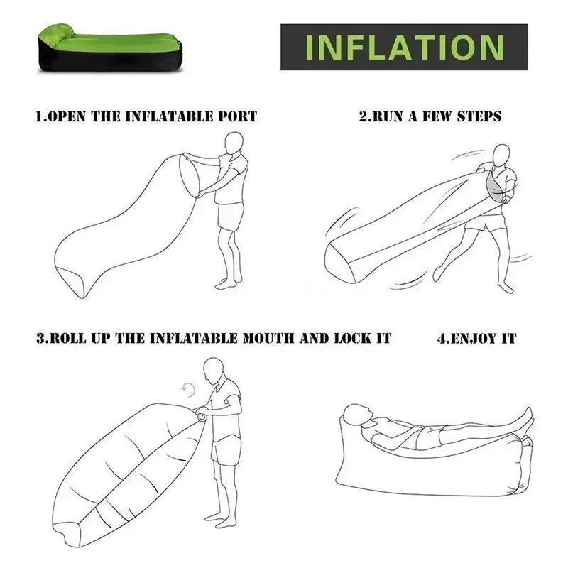 Outdoor Portable Inflatable Sofa Beach Lazy Air Sofa Folding Sleeping Bag Oxford Cloth Camping Furniture 190x70cm
