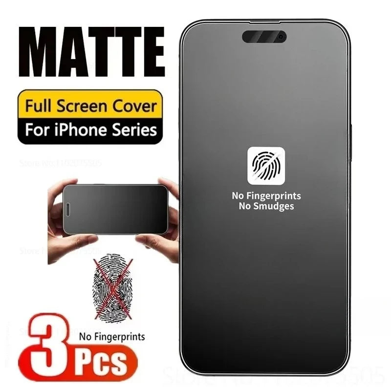3Pcs Matte Tempered Glass Film for iPhone 17 16 15 14 Pro Max 17 Air Screen Protector for iPhone 13 12 11 Pro 16e 15 Plus XS XR Main image