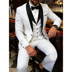 Men'S Blue Fruit Collar Three-Piece Formal Suit Set Shoulder-attached Collar Formal Wedding And Ball Suit Set