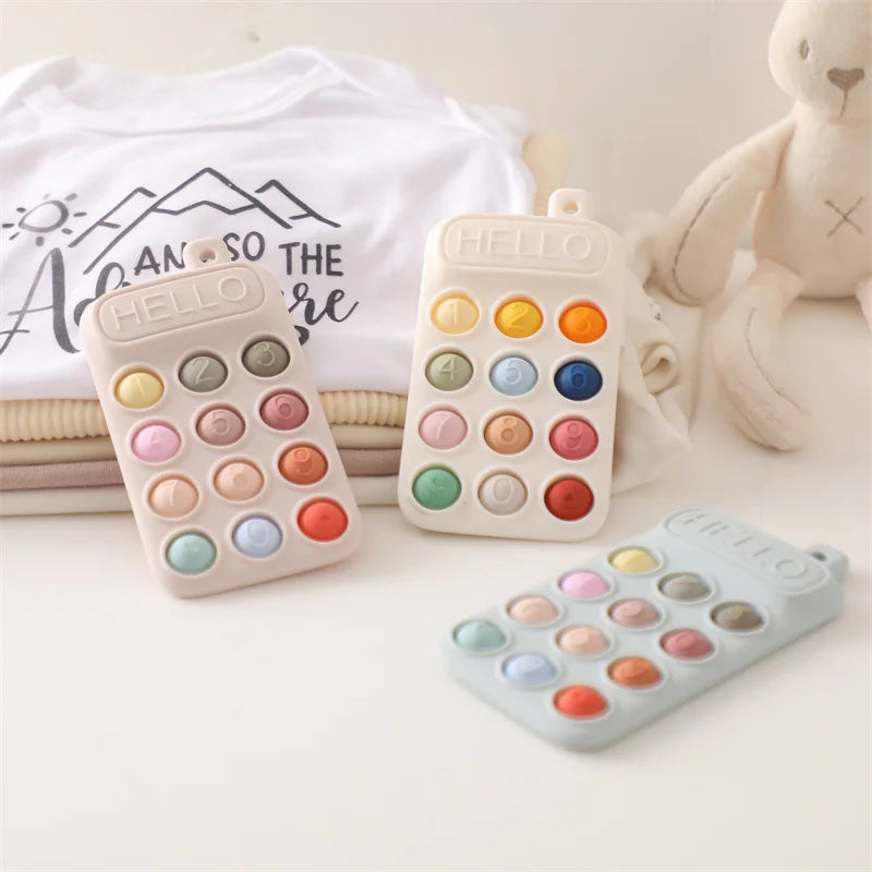 Baby Wooden Bear Phone Teether Toy Telephone Sleeping Pacifier Teething Flip Simulation Phone Toys Early Educational Toy Gifts
