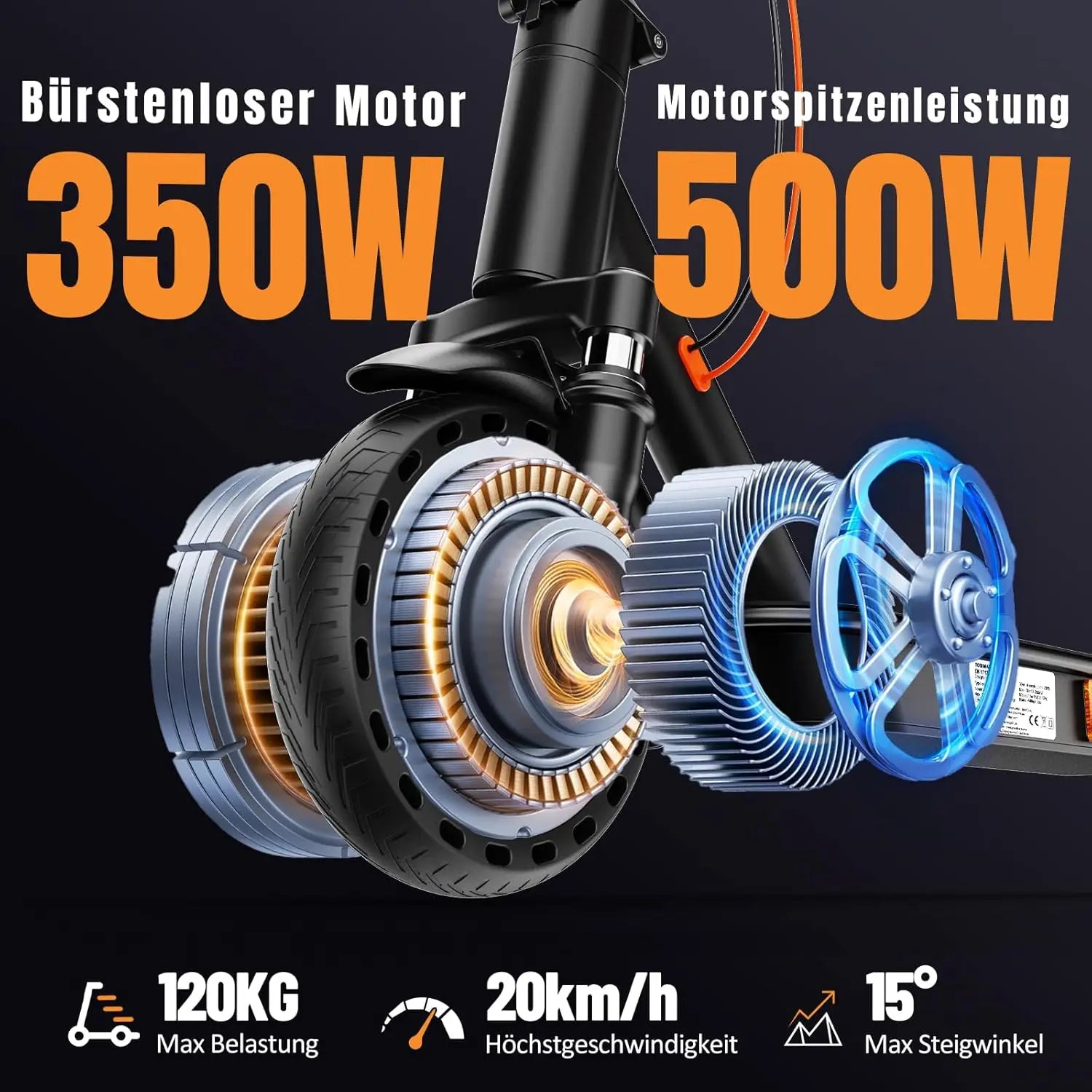 TODIMART T6 ABE e-scooter with road approval, 30 km, 350W, inch tires, Dual shock absorbers, e-scooter for adults
