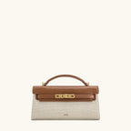 Luxury Leather and Woven Handbag with Vintage Metal Buckle, Elegant Short Handle, Stylish Women’s Tote for Evening & Daily Use