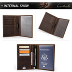 Retro Leather Passport Cover RFID Blocking For Cards Travel Passport Wallet Document Organizer Case With 1 Pen Holder Men Women