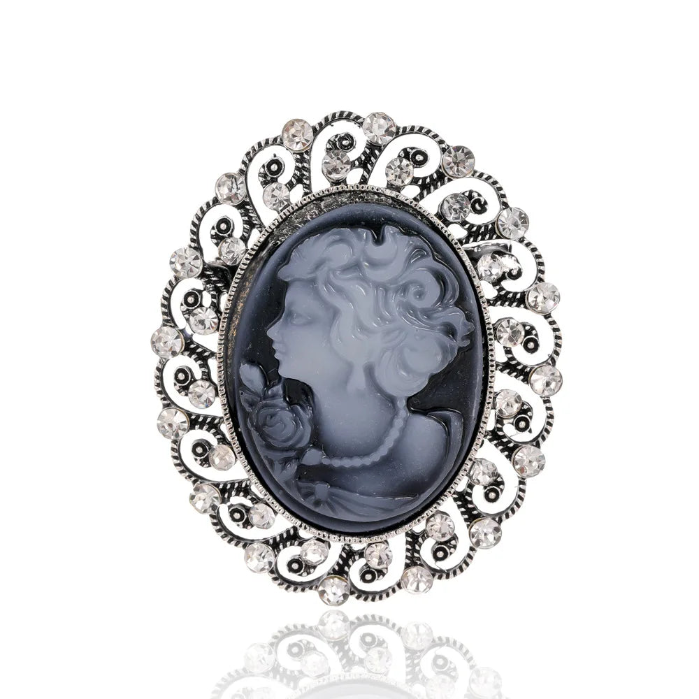 Vintage Victorian Design Queen's Cameo Brooch Pin, Antique Wedding Beauty Jewelry Gift, Elegant Style