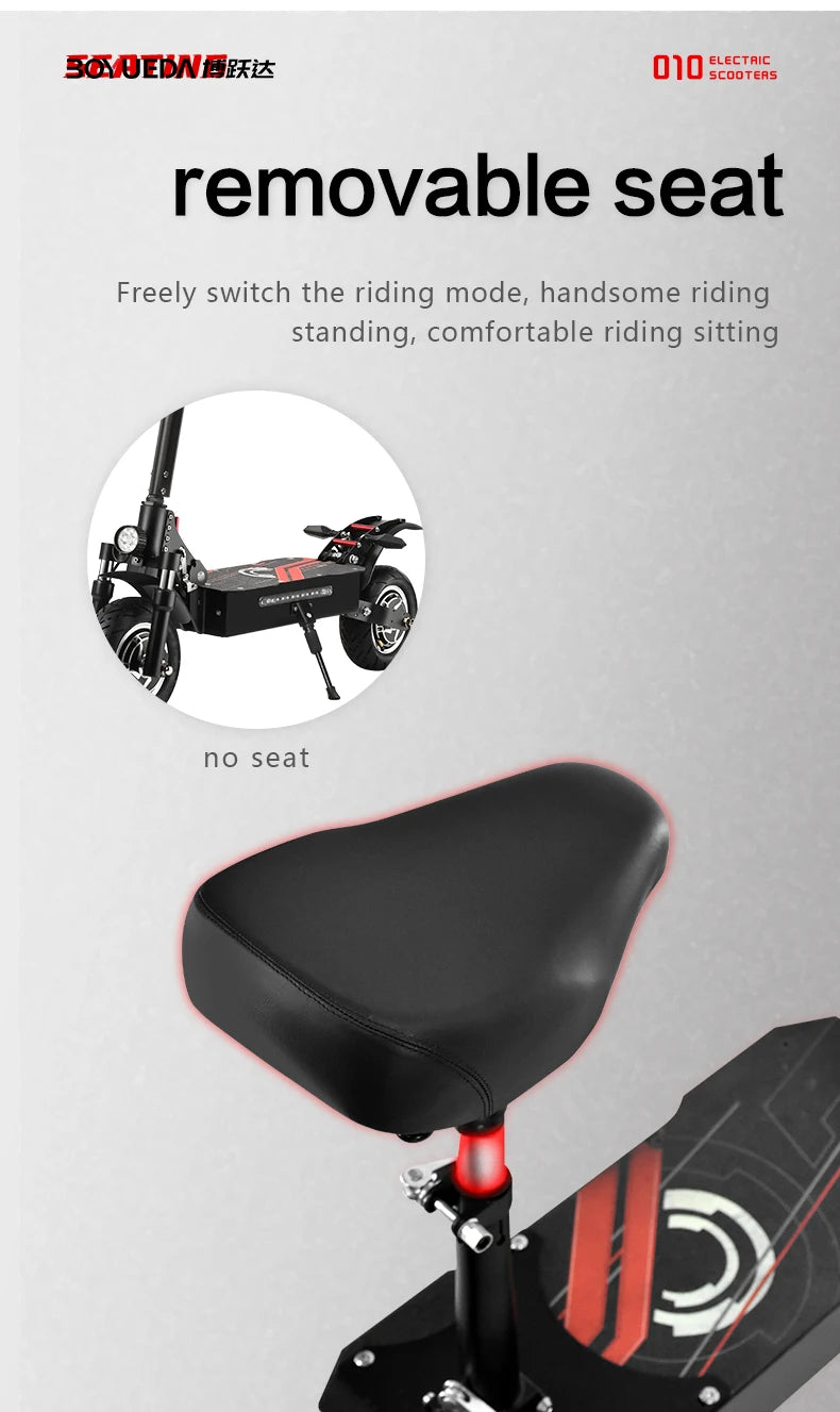 BOYUEDA Q7PRO Electric Scooter 3200W Dual Motor 52V19AH Foldable 10 Inch Tire 70KM/H Max Speed 70KM Mileage with Seat