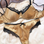 French Thin Cup Lingerie Set Sexy Lace Push Up Bra Fashion Women Silk Fabric Underwear High Quality Intimates Bras and Panties