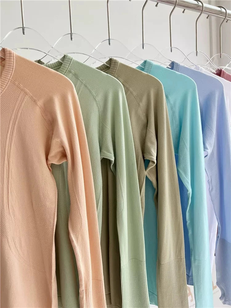 Seamless Yoga Top Women Long Sleeve Workout Shirt for Women Training Gym Clothes Stretchy Turtleneck Sportswear Activewear