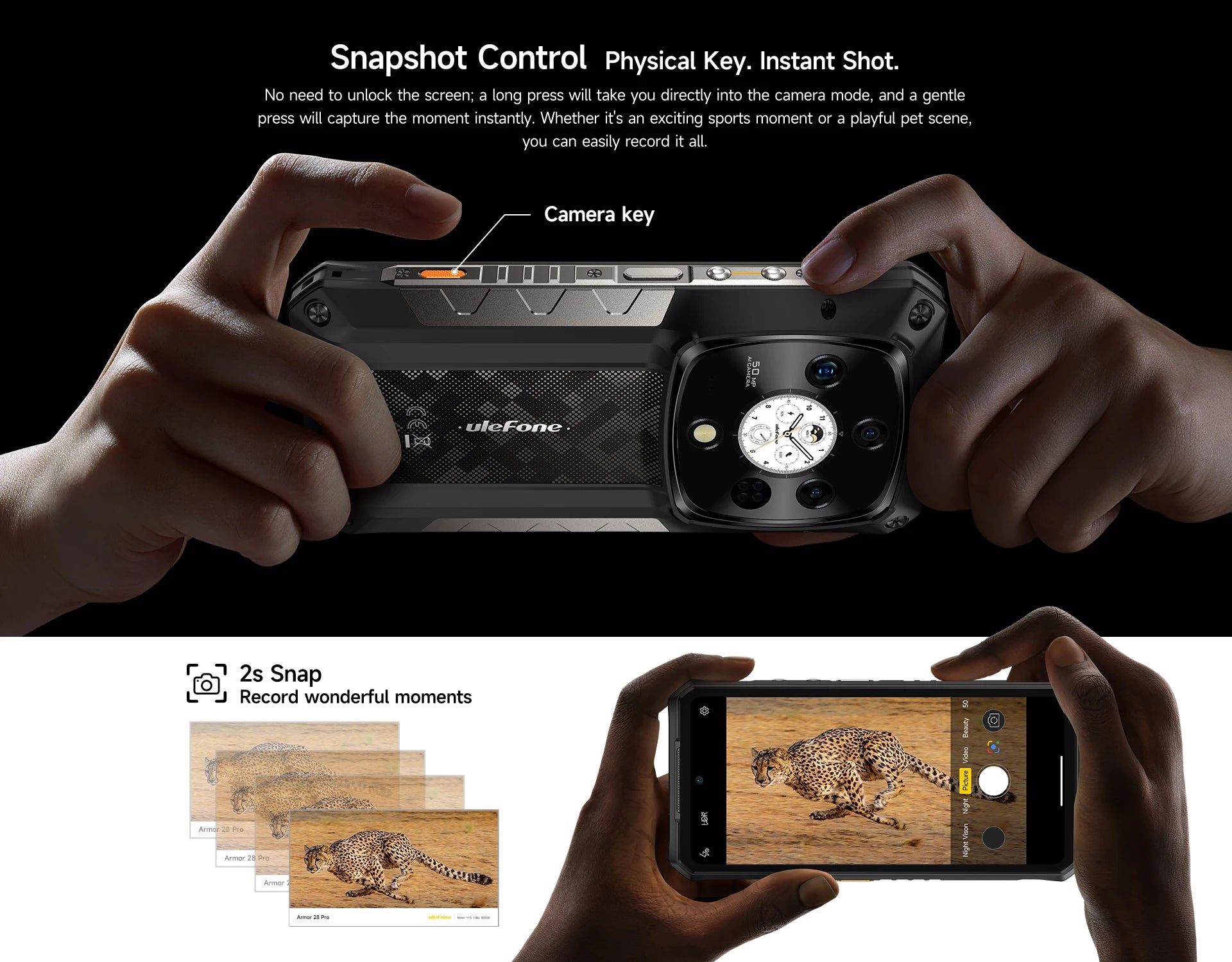 Ulefone Armor 28 Pro 5G AI Rugged Phone 6.67”AMOLED 64MP Smartphone 120W MTK Dimensity 7300 10600mAh 512GB ROM Mobile phone