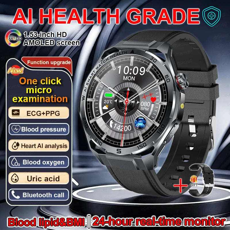 ECG High-end Health Smart Watch Men Blood pressure lipids bloodoxygen Body analysis Uric acid Health Tracker Smartwatch Men lady