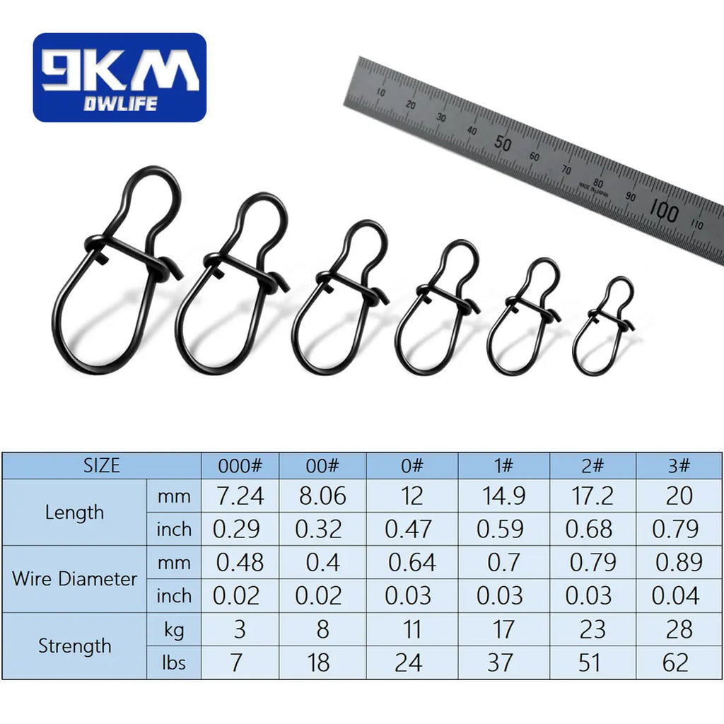 Duo Lock Fishing Snaps 25~100Pcs Fishing Clips Speed Clips Carabiners Fishing Swivels Snap Saltwater Quick Change Fishing Tackle